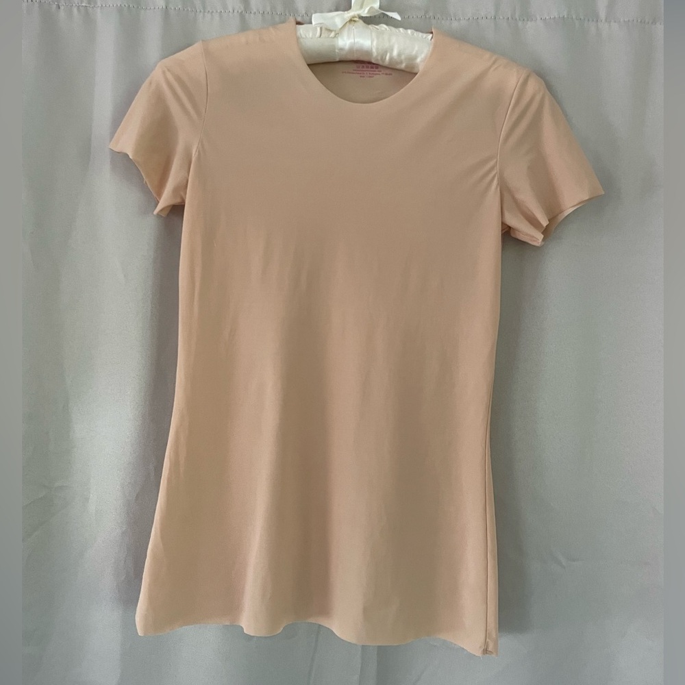 Commando Ecru Nude Hosiery Crewneck Short Sleeve Top
